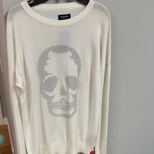 Zadig & Voltaire White Skull Beaded Sweater NWOT